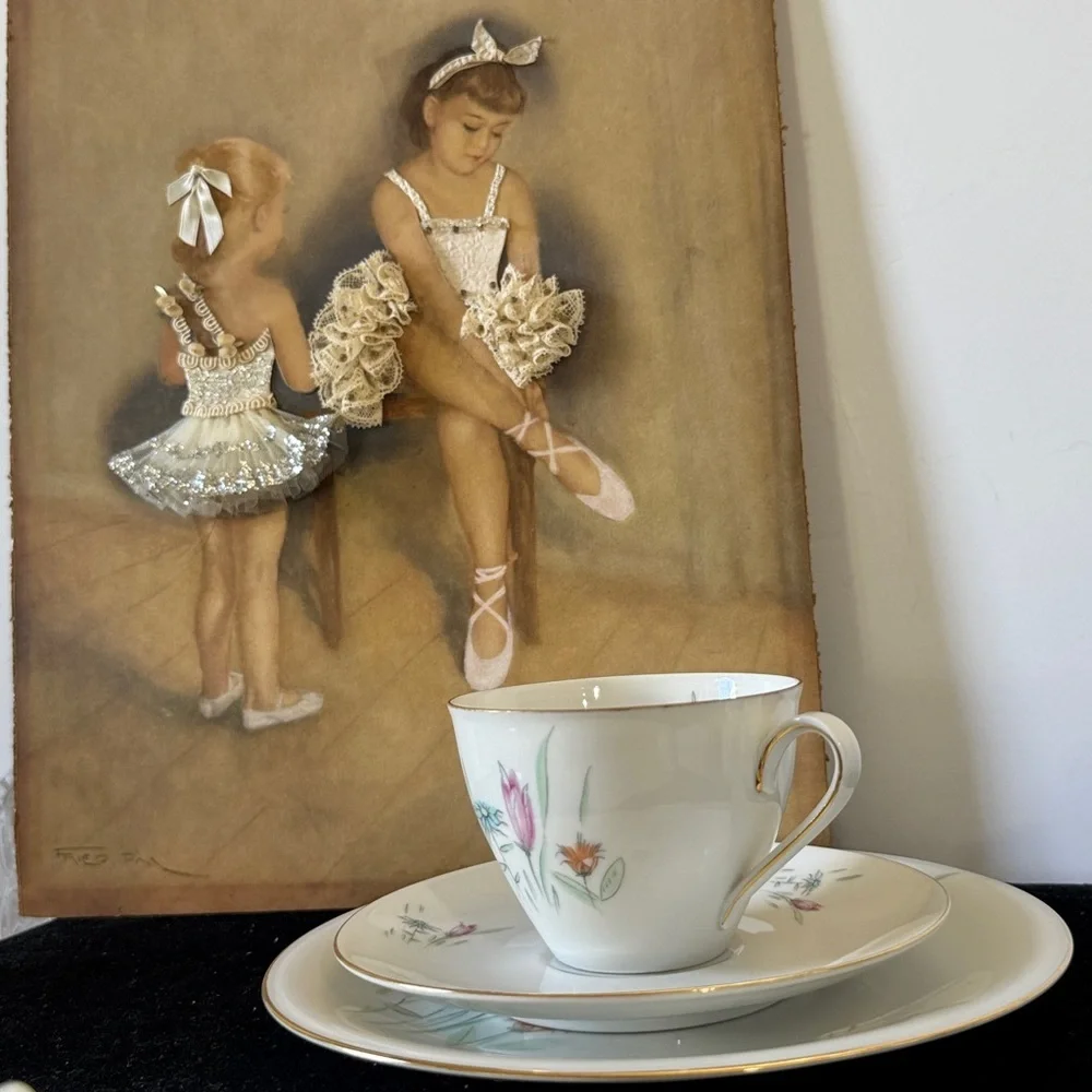 Bavaria Floral Wild Flower Porcelain Tea Cup and saucer Set with desert plate.